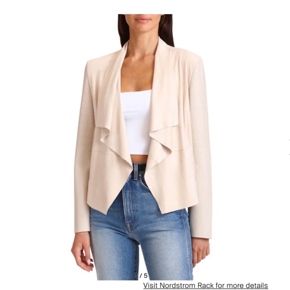 Bagatelle Faux Suede & Faux Leather Open Front Crop Jacket NEW NWT Small BONE - Picture 1 of 2